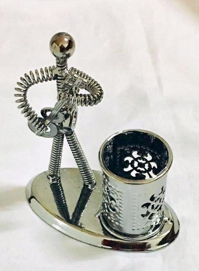 Metal Pencil and Clip Holder (Silver)